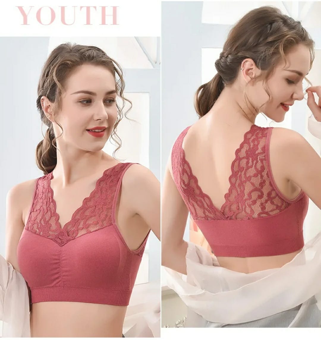 Pack of 2 Imported Lace Bra Top Women Wireless Underwear Lingerie