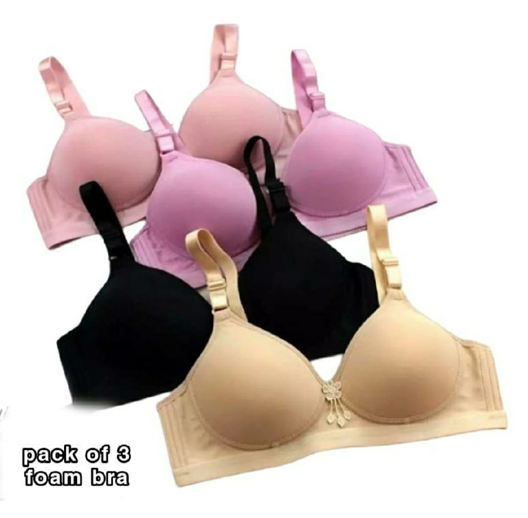 Buy Pack Of 3 Imported Summer Soft Foam Padded Non Wired Bra