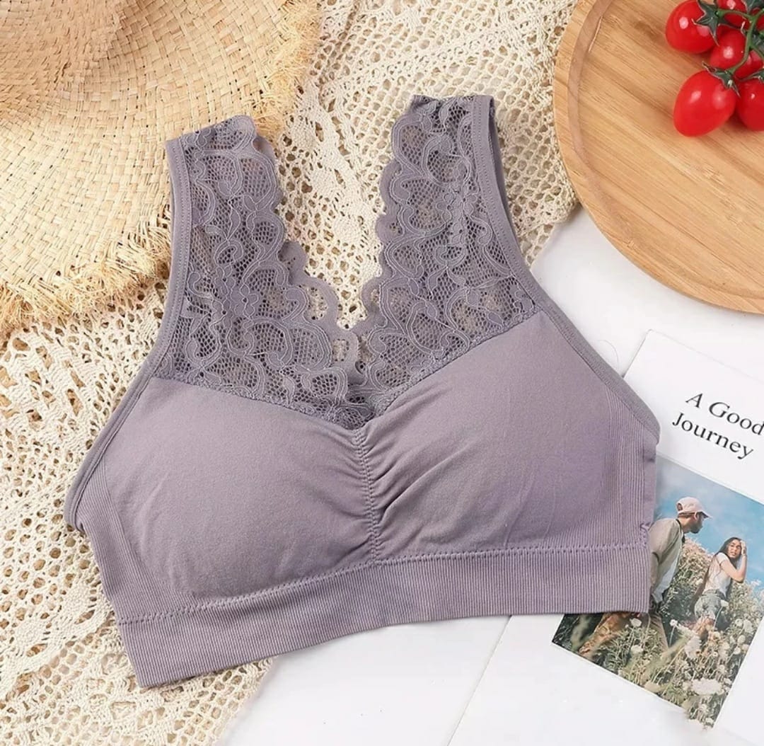 Pack of 2 Imported Lace Bra Top Women Wireless Underwear Lingerie