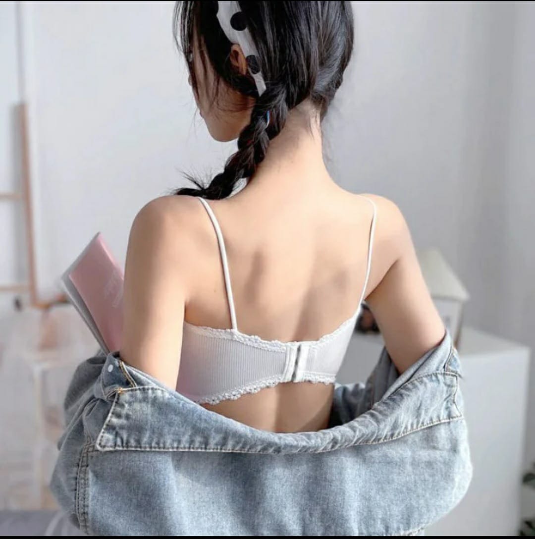 Pack Of 3 Women Pure Cotton Beautiful Back One Word Lace Wireless Bra