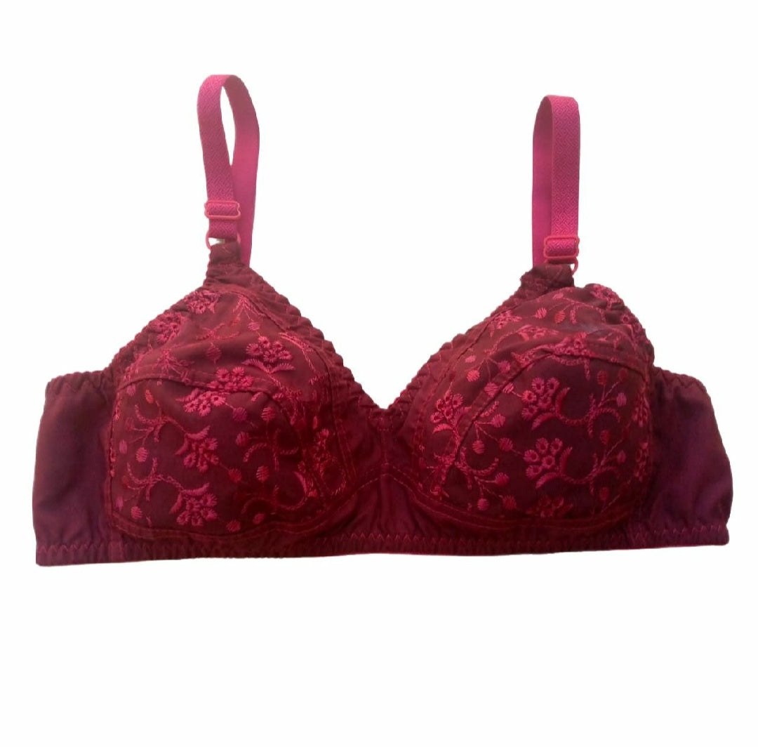 Pack Of 3 Stretchable Imported Floral Cotton Bra With Different Colour Selection