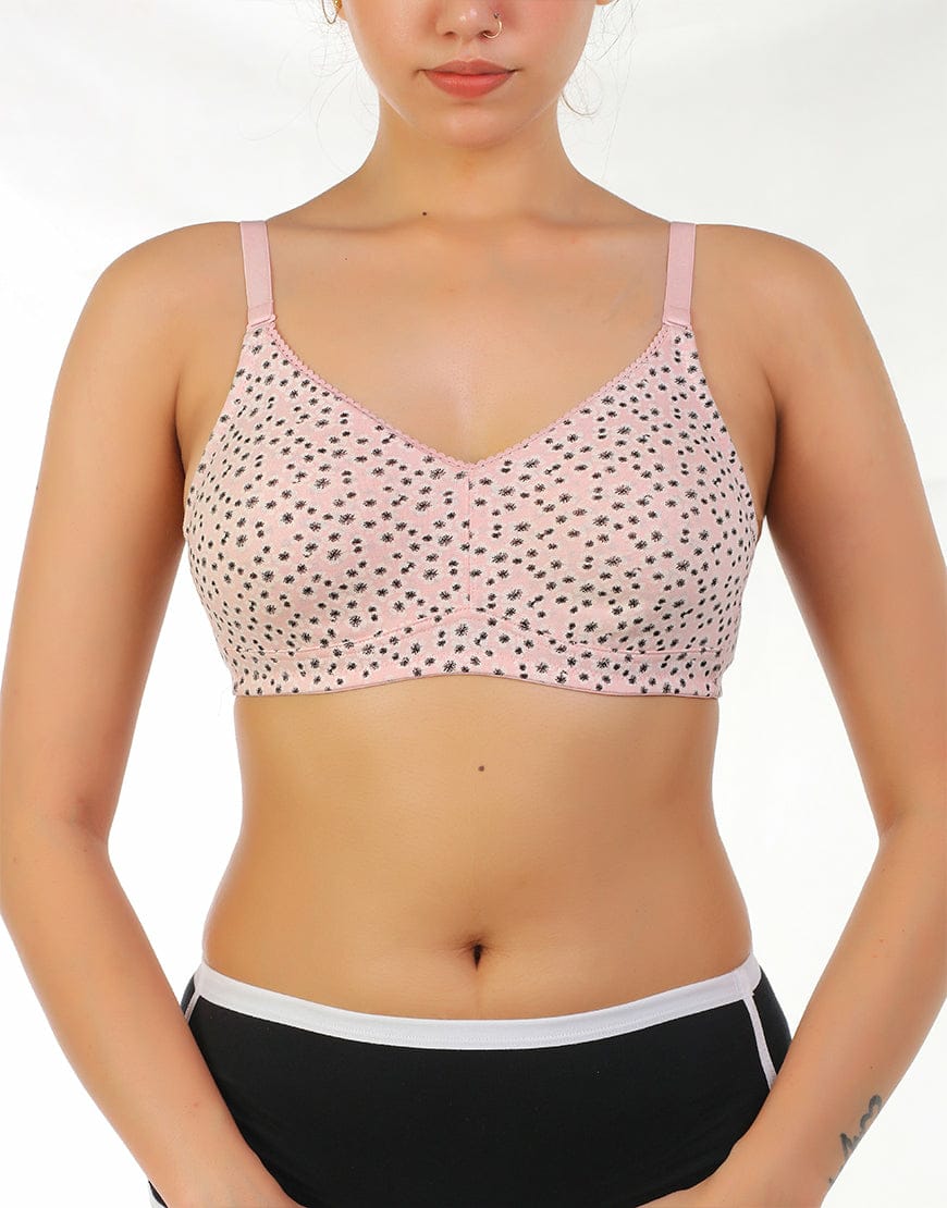 PACK OF 2 STRETCHABLE COTTON DOUBLE LAYERED NON WIRED PRINTED BRA